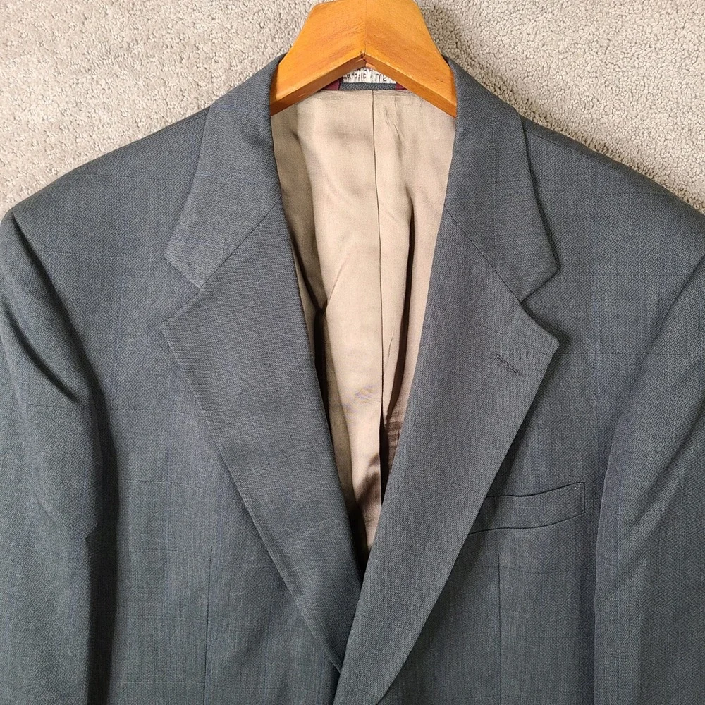 Botany 500 Jacket Mens 44L Gray Striped Athletic Fit Blazer 2 Button‎ USA Made